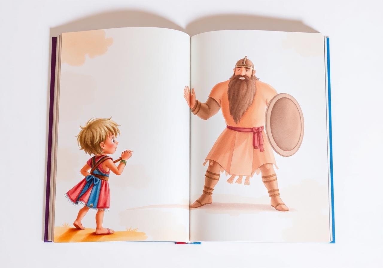 David & Goliath illustrated book spread